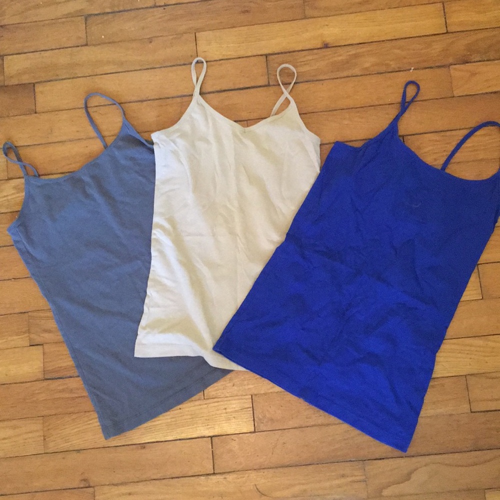 3 forever 21 camis blue gray and tan